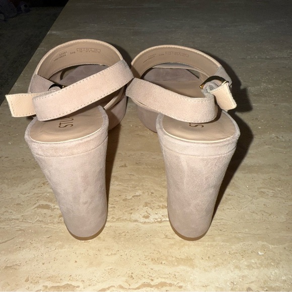 STUART WEITZMAN Ono Suede Platform Block Heel Sandal In Dolce (light beige) - Picture 6 of 9